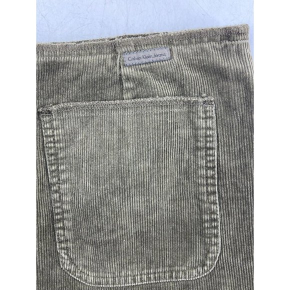 Calvin Klein Jeans Olive Green Corduroy Pencil Skirt Button Front Pockets Size 8 - Picture 6 of 11